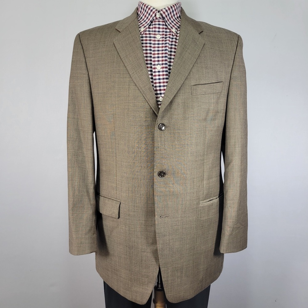 Calvin Klein Men's Sport Coat Blazer Three Button Brown Shark Skin Wool Size 42L
